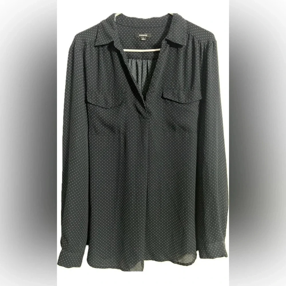 Premise navy polka dot women’s long sleeve size  XL